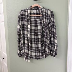 Lucky Brand Black and White Plaid Shirt